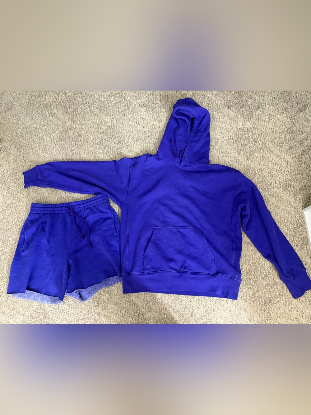 Aritzia Tna cozy fleece boyfriend 2-Piece Hoodie sz M& Shorts s Set purple